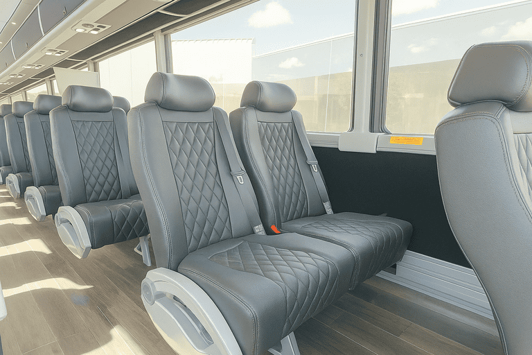 interior of Fresno Coach Bus Service charter bus
